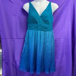 Sigrid Olsen blue ombré pleated tank dress - beautiful colors- side zipper